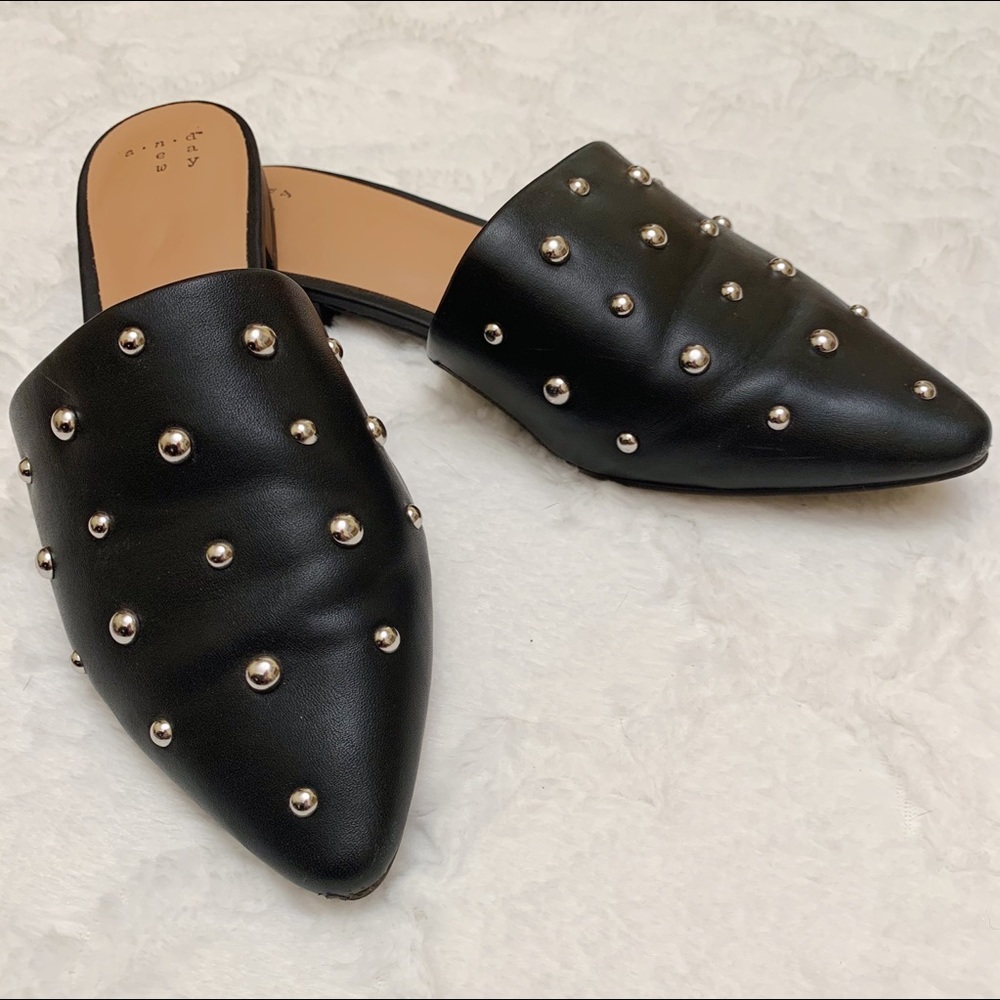 2 FOR $22 — Black studded flats